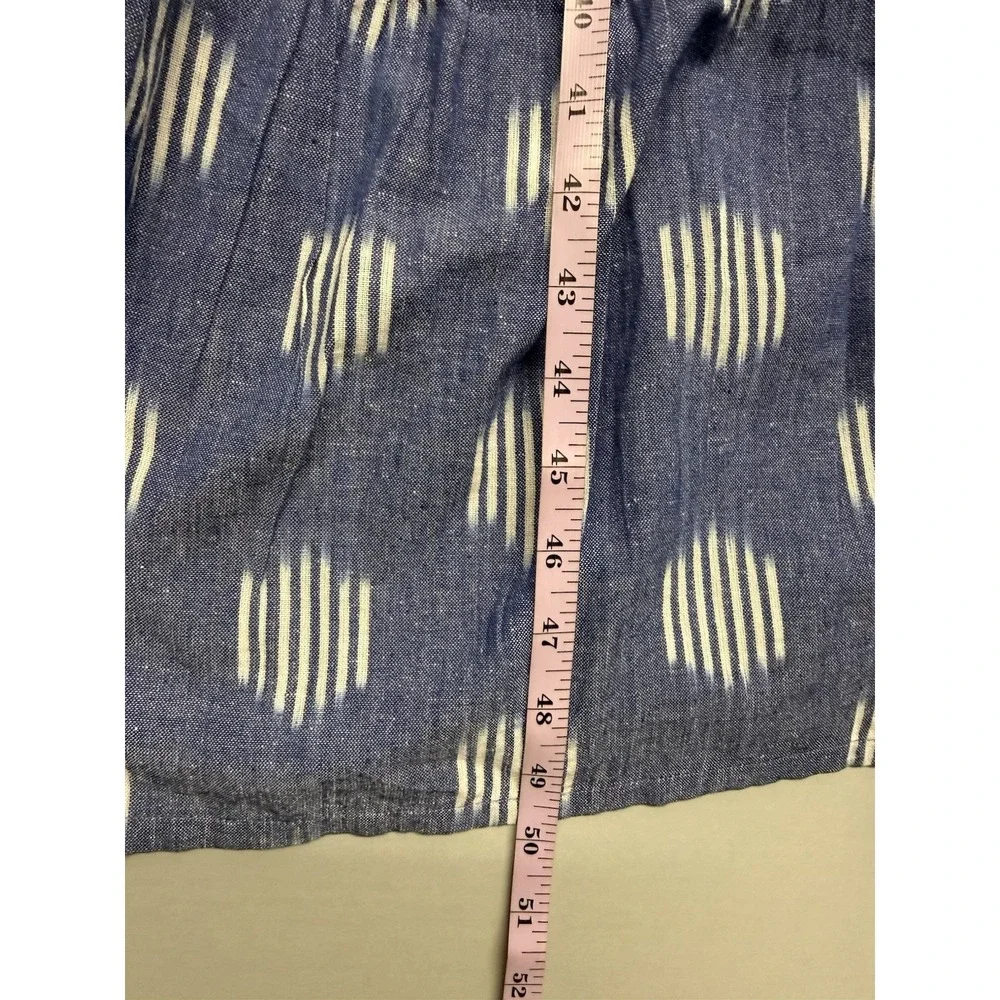 Oliphant Chatham Maxi Dress Blue White Ikat Cotton Tiered - XS